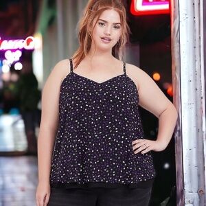 Torrid 0X Purple Confetti Print Chiffon Swing Cami Top NWT